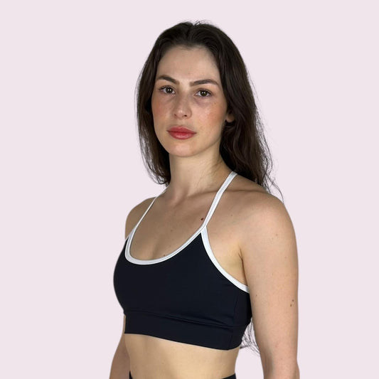 Top Lari Preto com Branco