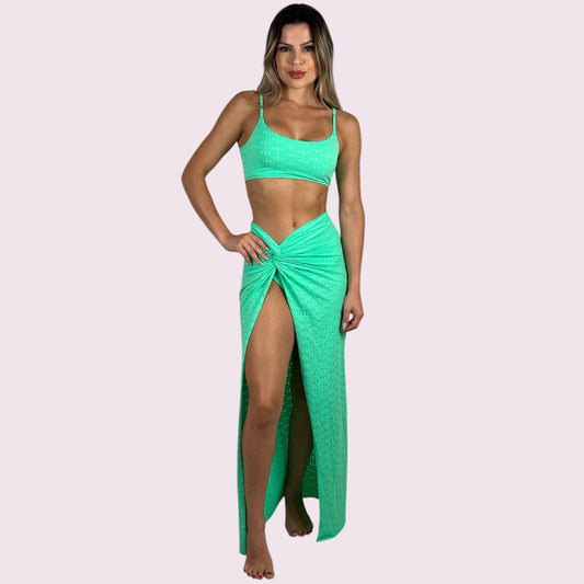 Saia de Praia Nó Broderi Verde