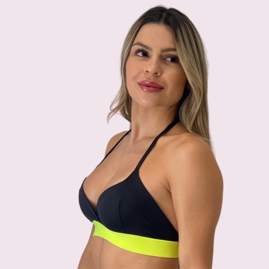 Top Jhulia Preto com Amarelo Neon