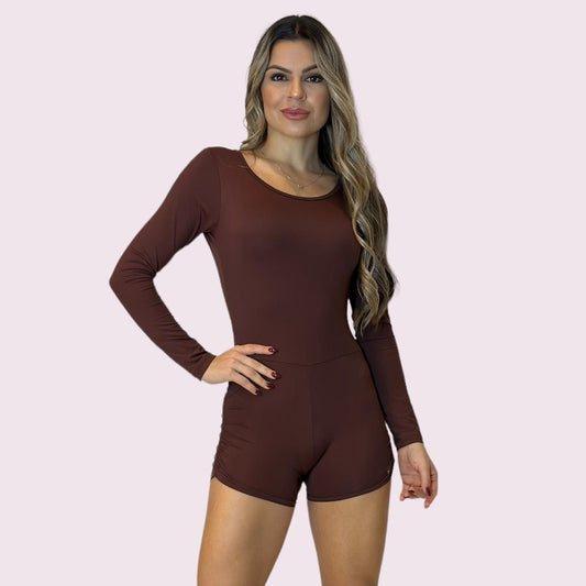 Macacão Maia Curto Suplex Coffee