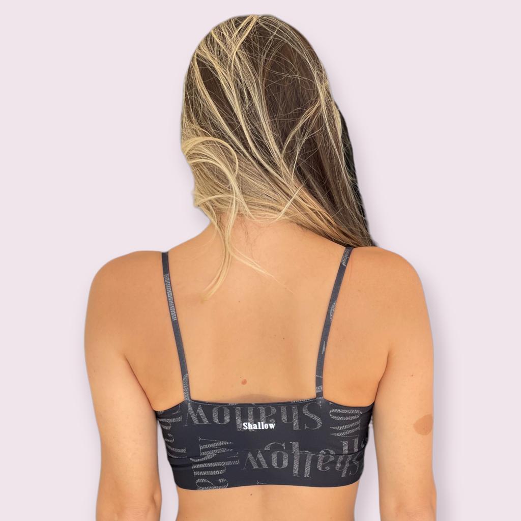 Top Isa Estampa Shallow Preta