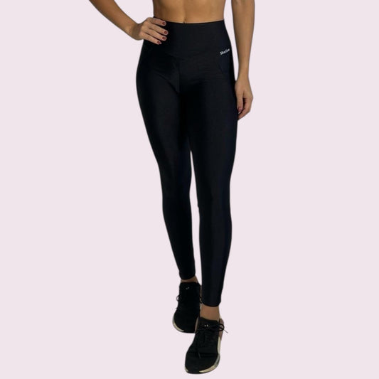 Legging Recortes Metalizado Preto