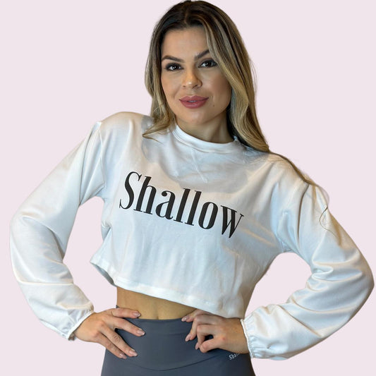 Cropped Manga Longa Shallow Branco