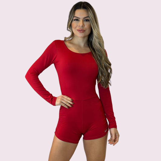 Macacão Maia Curto Suplex Vermelho