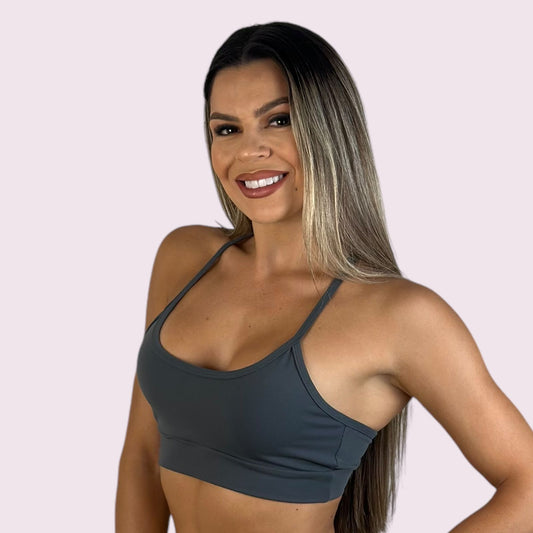 Top Lari Suplex Grafite com Amarelo Candy