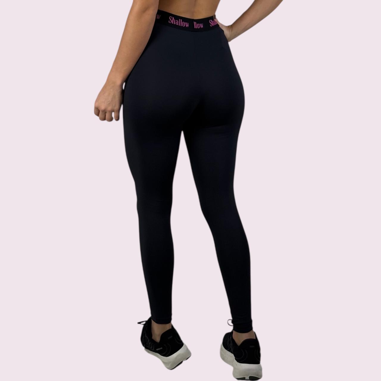 Legging Elastic Suplex Preto com Shallow Preto
