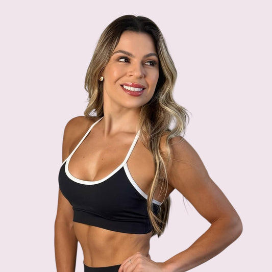 Top Lari Preto com Branco