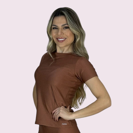 Baby Look Metalizado Bronze