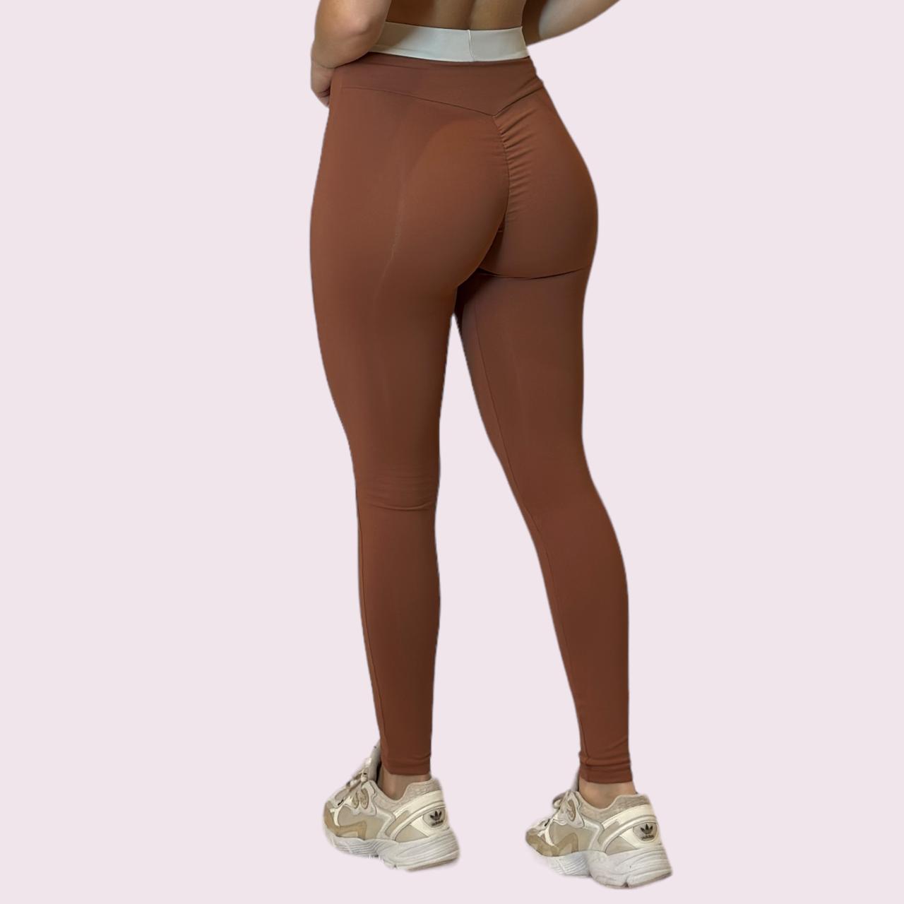 Legging Elastic Empina Bumbum Terracota com Off White