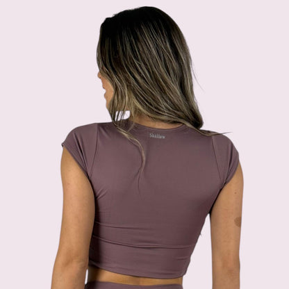 Cropped Mariana Manga Curta Cacau