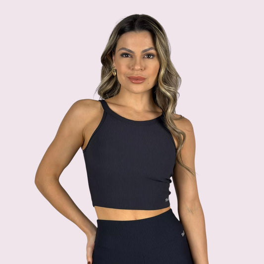 Cropped Ana Cotelê Preto