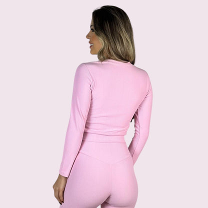 Cropped Mel Cotelê Rosa Candy
