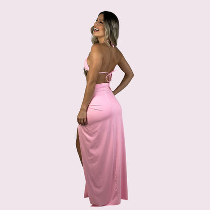 Saia de Praia Nó Rosa Candy