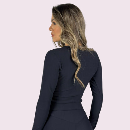 Cropped Mel Cotelê Preto