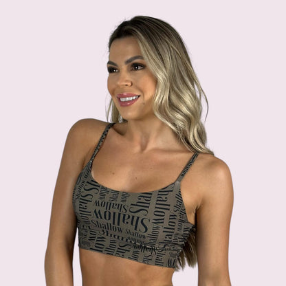 Top Isa Estampa Shallow Verde Militar