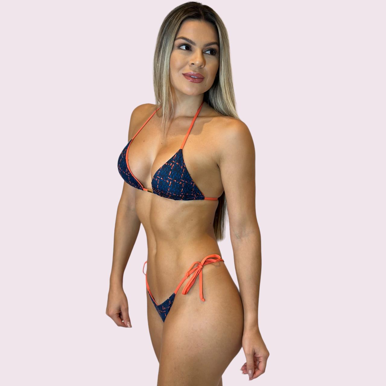 Biquíni Caprera Estampa Marinho com Laranja