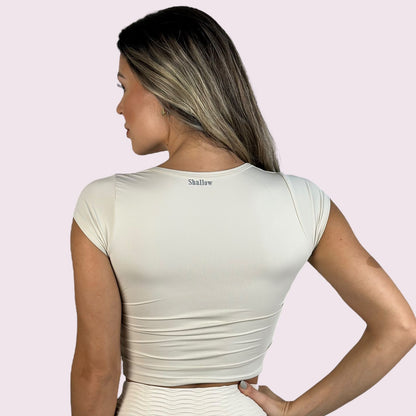 Cropped Mariana Manga Curta Off White