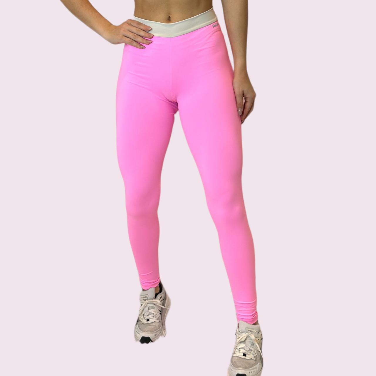 Legging Elastic Empina Bumbum Rosa Neon com Off White