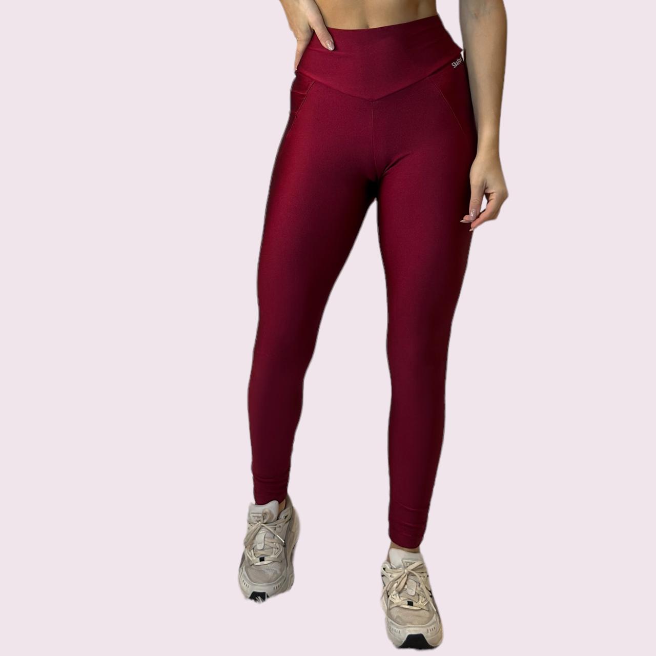 Legging Recortes Metalizado Cereja