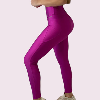 Legging Recortes Metalizado Fúcsia
