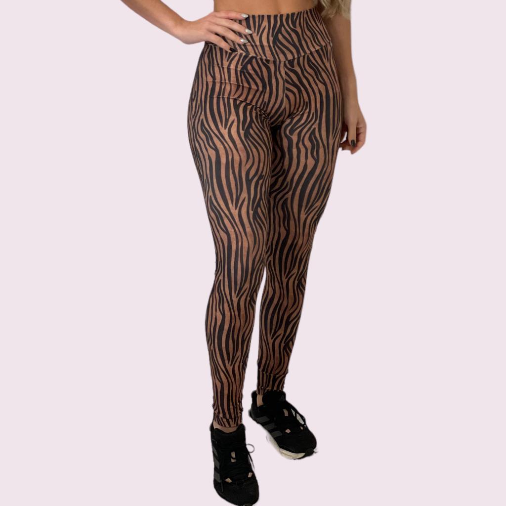 Legging Kim Estampa Zebra Marrom com Preto