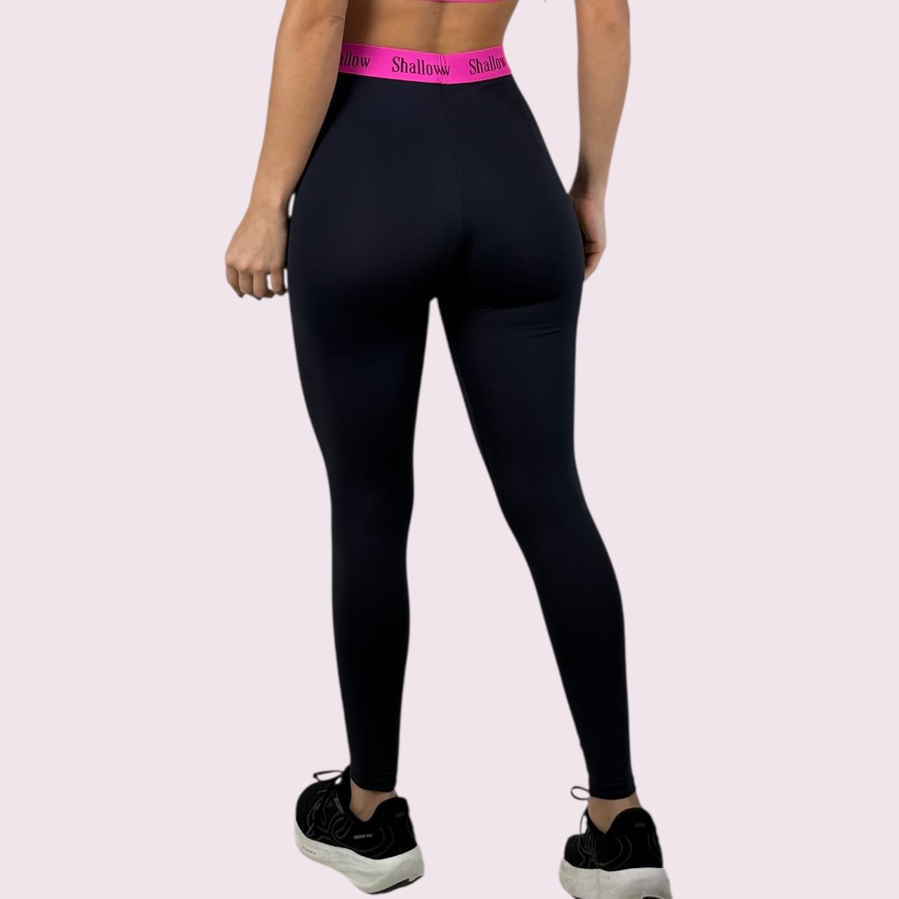 Legging Elastic Suplex Preto com Shallow Pink