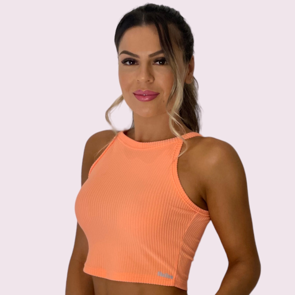 Cropped Ana Texturizado Colômbia Laranja Neon