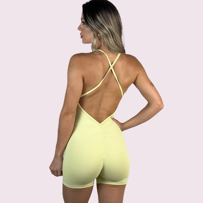 Macacão Liz Curto Suplex Amarelo Candy