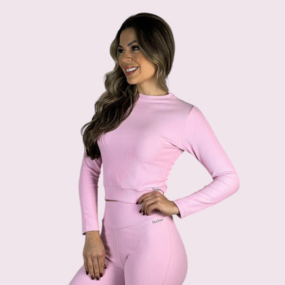 Cropped Mel Cotelê Rosa Candy