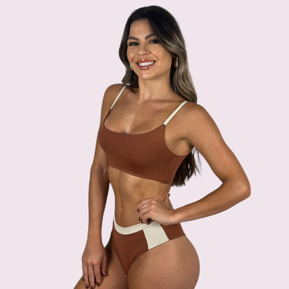 Biquíni Bali Terracota com Off White