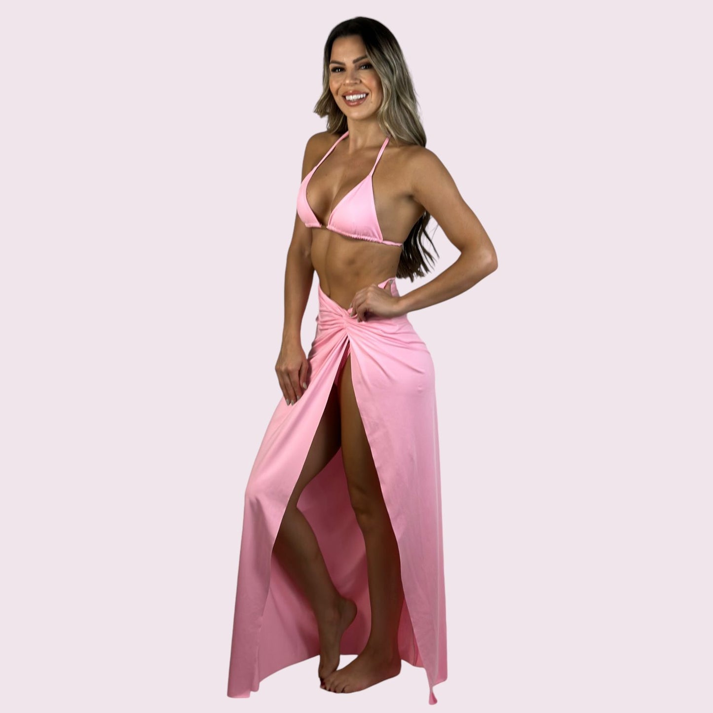 Saia de Praia Nó Rosa Candy