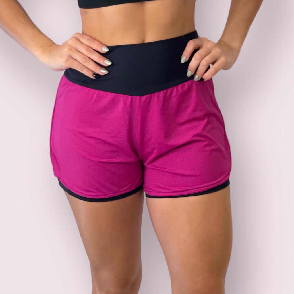 Shorts Dry Fit Fúcsia com Preto