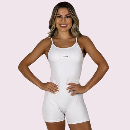 Macacão Elena Suplex Branco com Shallow