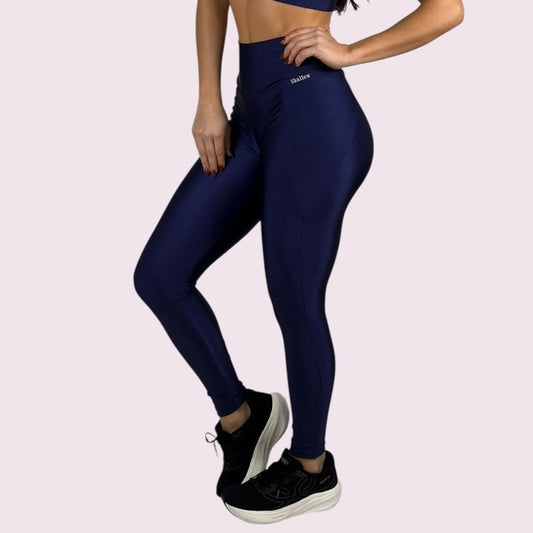 Legging Recortes Metalizado Marinho