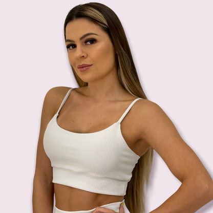 Top Isa Cotelê Branco