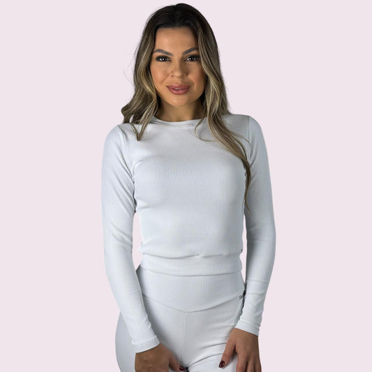 Cropped Mel Cotelê Branco