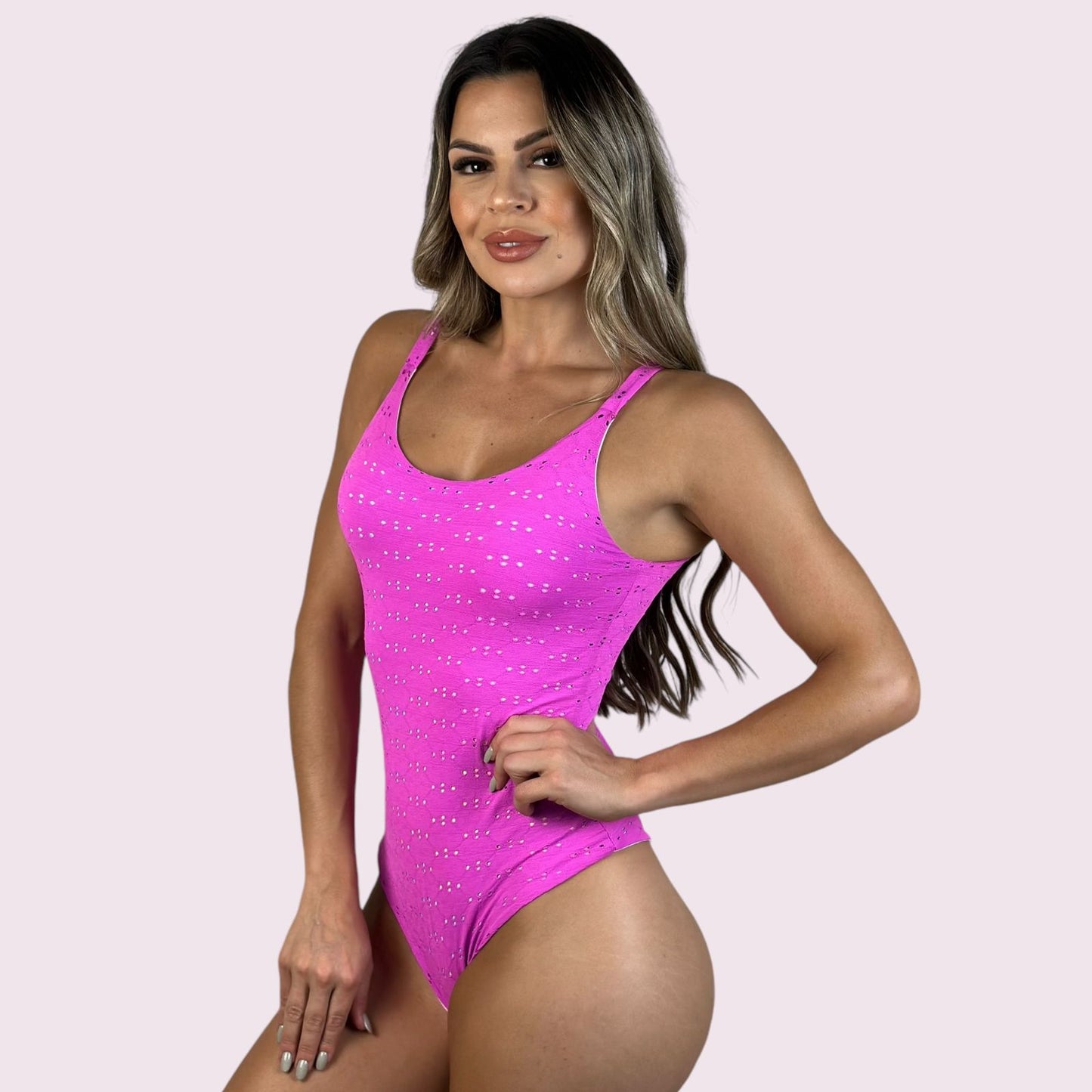 Maiô Pantelária Broderi Fucsia