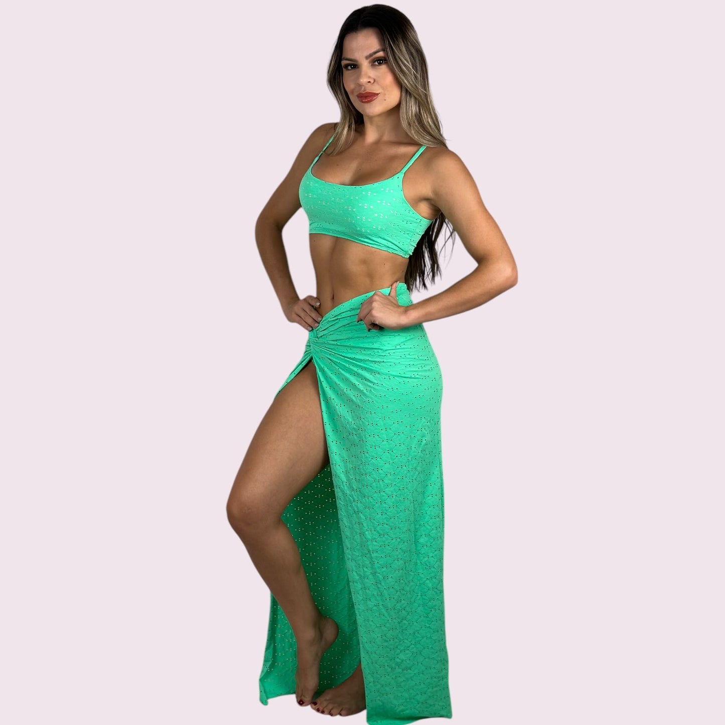 Saia de Praia Nó Broderi Verde