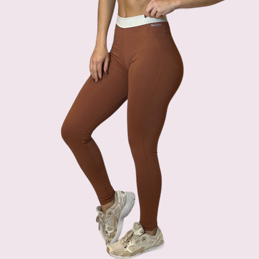 Legging Elastic Empina Bumbum Terracota com Off White