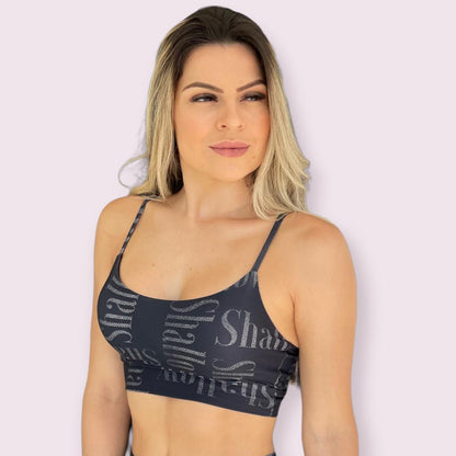 Top Isa Estampa Shallow Preta