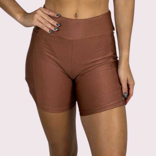 Bermuda com Bolso Metalizado Bronze
