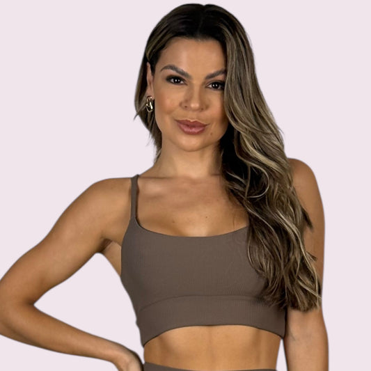 Top Isa Cotelê Mocha Mousse