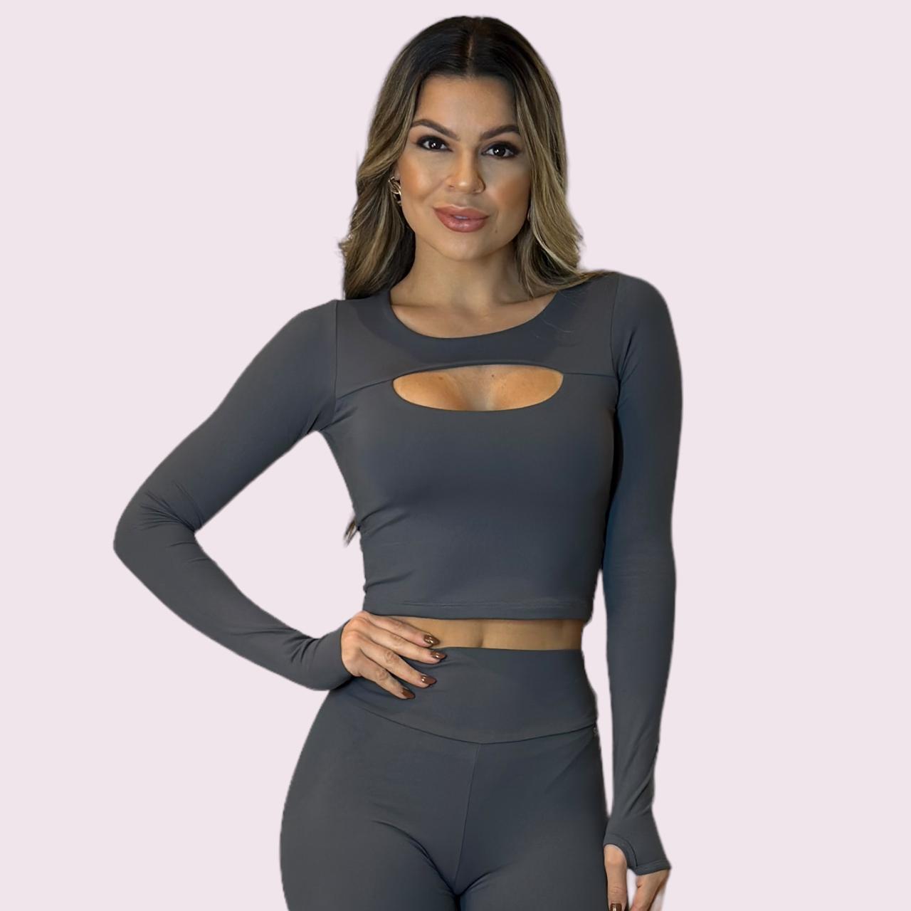 Cropped Mariana Suplex Grafite