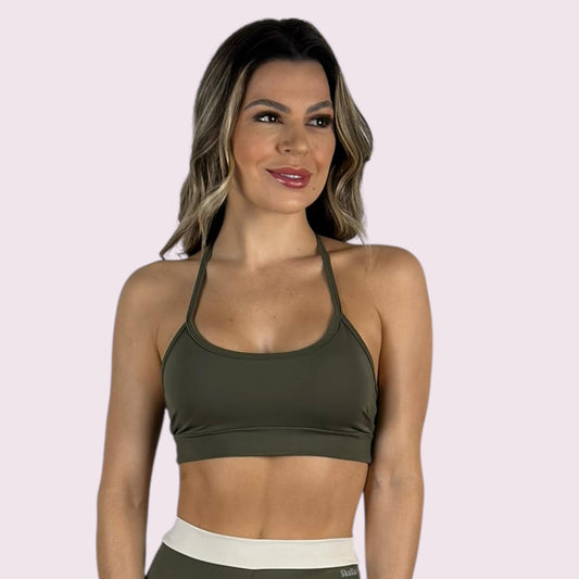 Top Lari Suplex Verde Militar com Off White