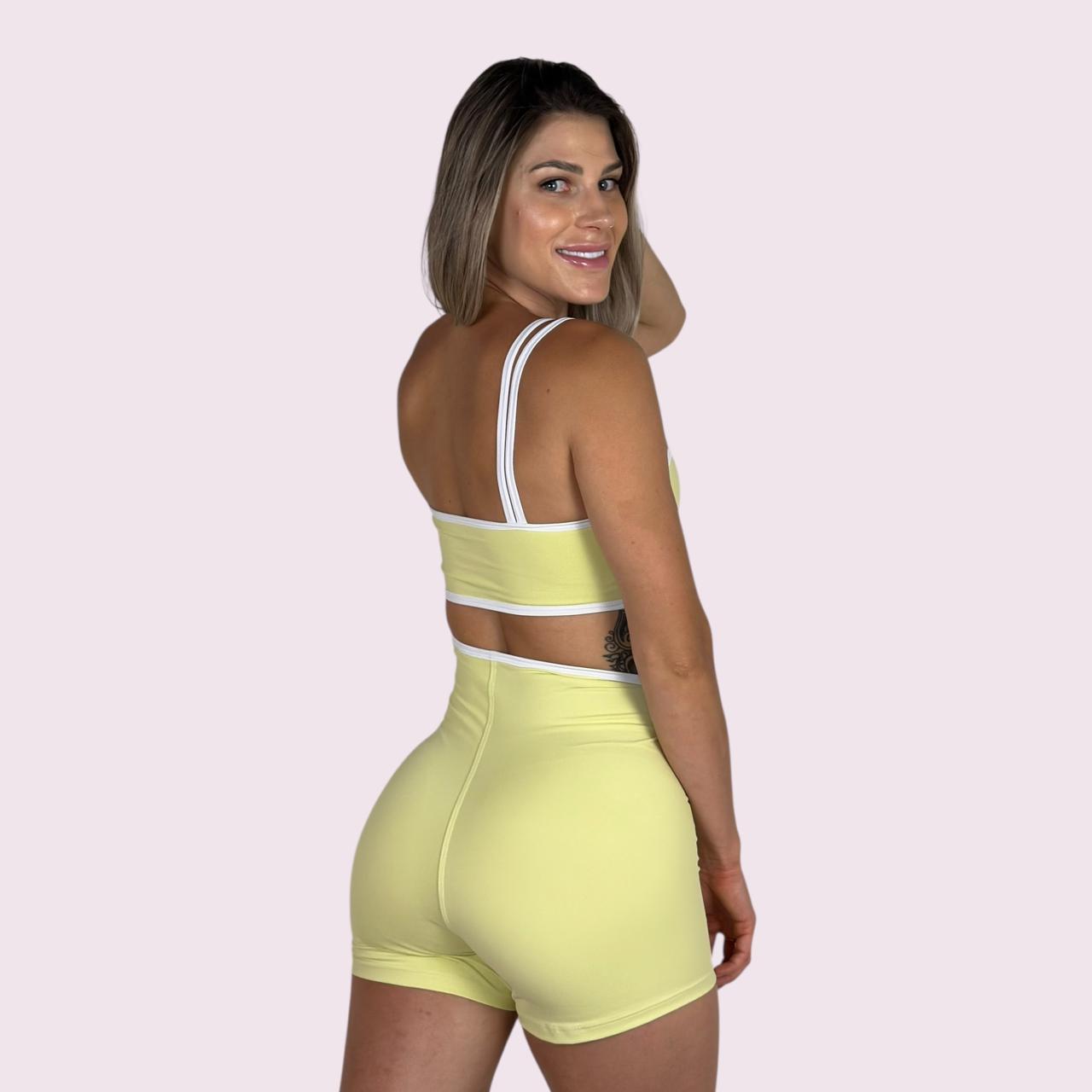 Macacão Luna Amarelo Candy com Branco