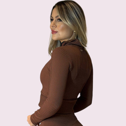 Casaco Amanda Canelado Chocolate