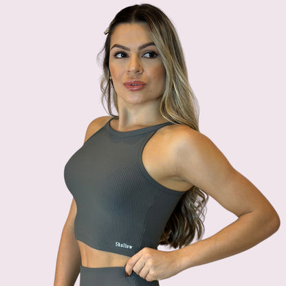 Cropped Ana Cotelê Grafite