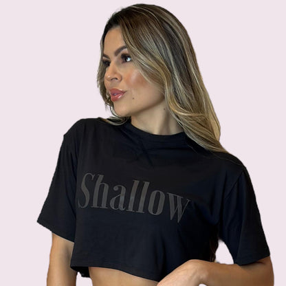 Cropped Manga Curta Preto Shallow Preto
