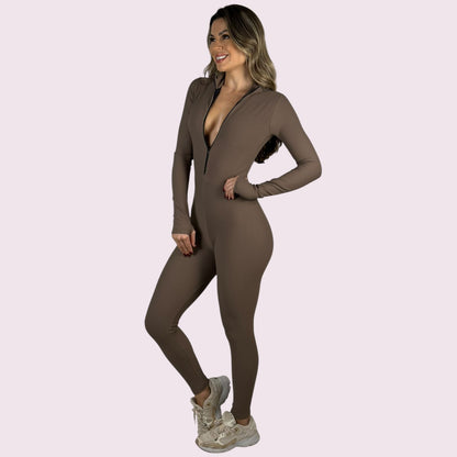 Macacão Virginia Cotelê Mocha Mousse