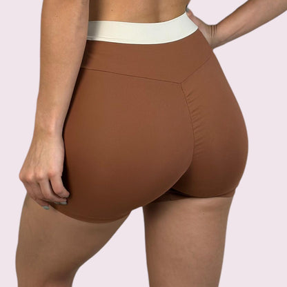 Shorts Elastic Empina Bumbum Suplex Terracota com Off White